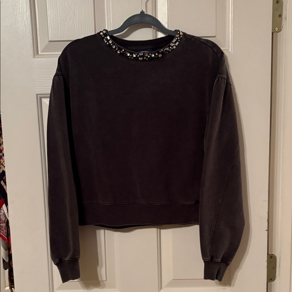 Embellished Black Crew Neck Sweatshirt - Picture 1 of 6
